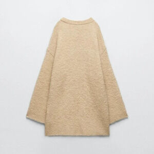 Zara Boucle Fuzzy Knit Sweater Oversized Sand Size Small
